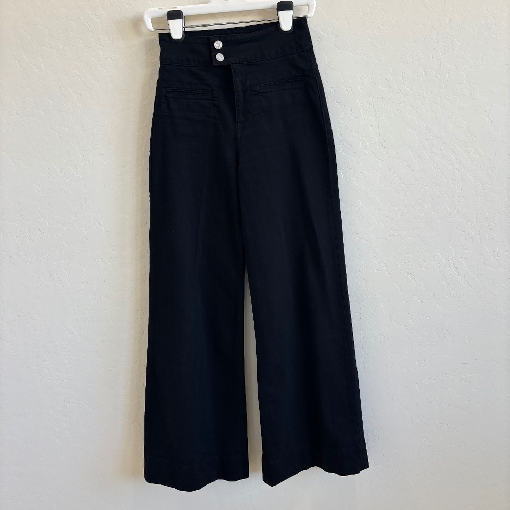Frame Denim Black High-Waist Wide-Leg Jeans Le Hardy
